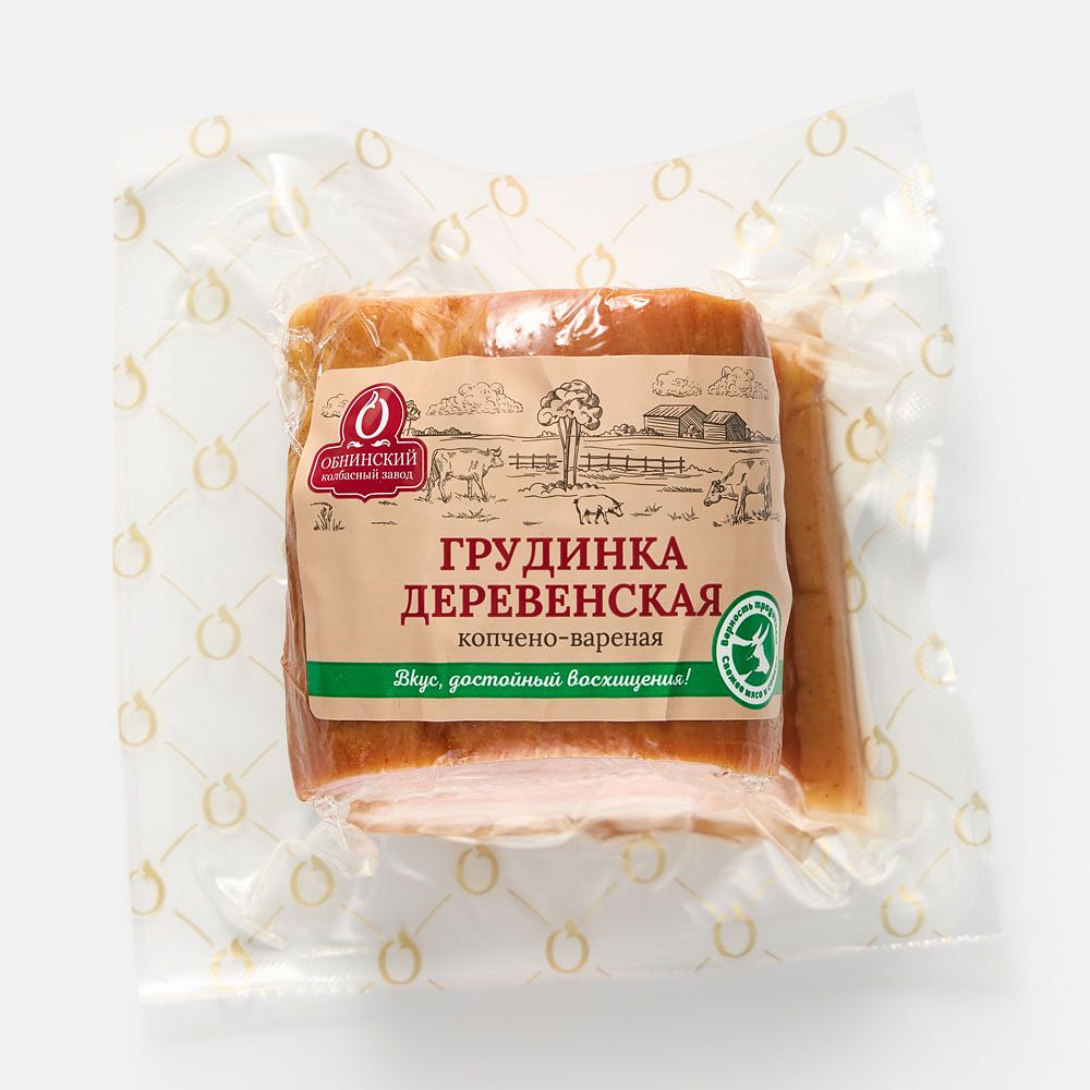 Изображение товара Копчёно-варёная грудинка Обнинский колбасный завод, Деревенская, 300 г