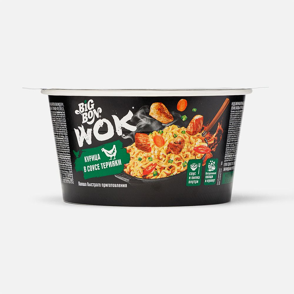 Изображение товара Лапша Big Bon Wok, курица в соусе терияки, быстрого приготовления, 85 г
