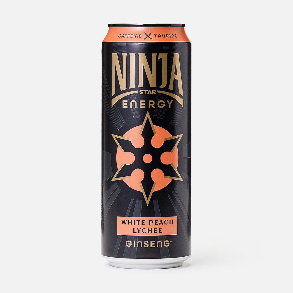 Изображение товара Энергетик Ninja Star Energy White Peach-Lychee 0, 45 л - бодрит и тонизирует