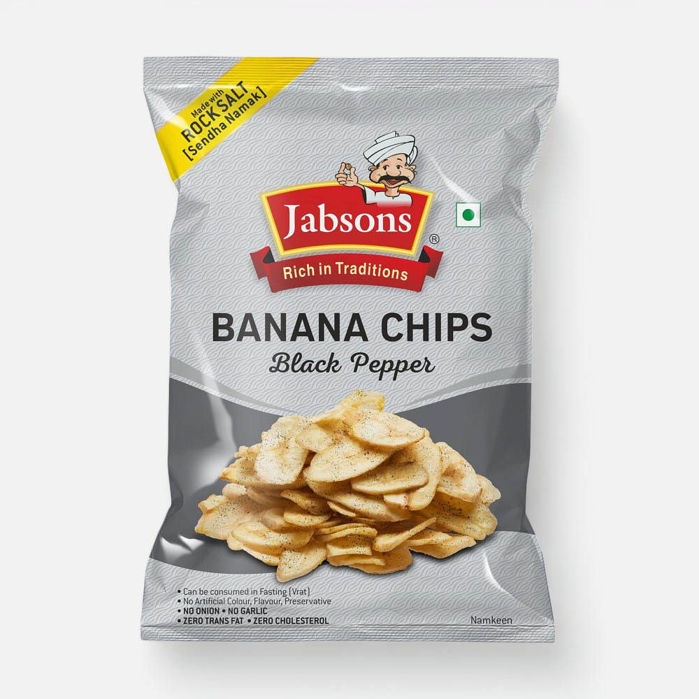 Изображение товара Банановые чипсы Jabsons, с чёрным перцем, 150 г