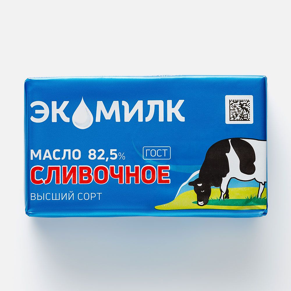 Изображение товара Сладко-сливочное масло Экомилк, 82,5%, традиционное, высший сорт, 100 г