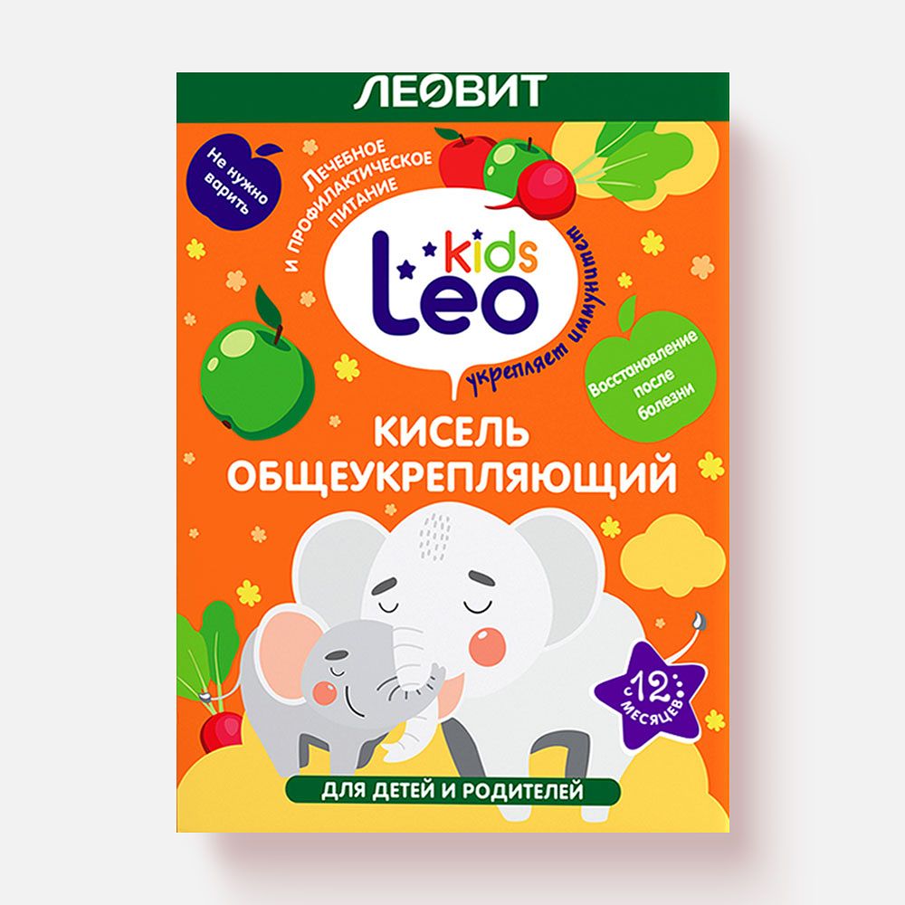 Изображение товара Кисель Леовит Leo Kids, с 1 года, общеукрепляющий, 5x12 г