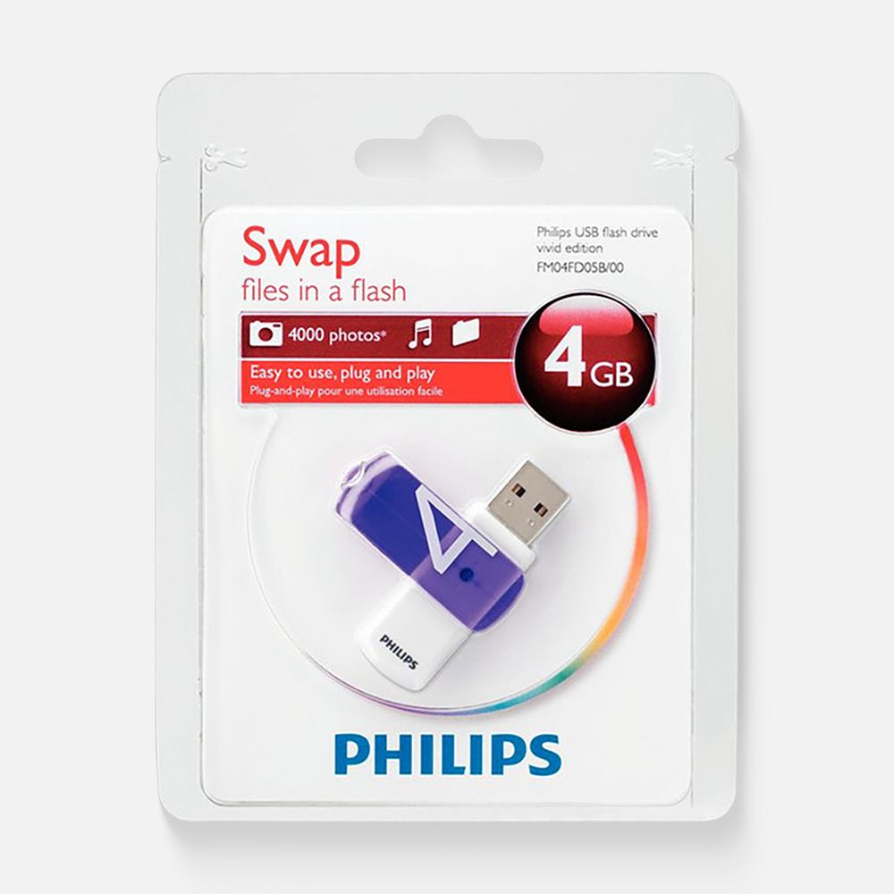 Изображение товара Флэш-накопитель Philips, Vivid2.0, белый/фиолетовый, 4 ГБ