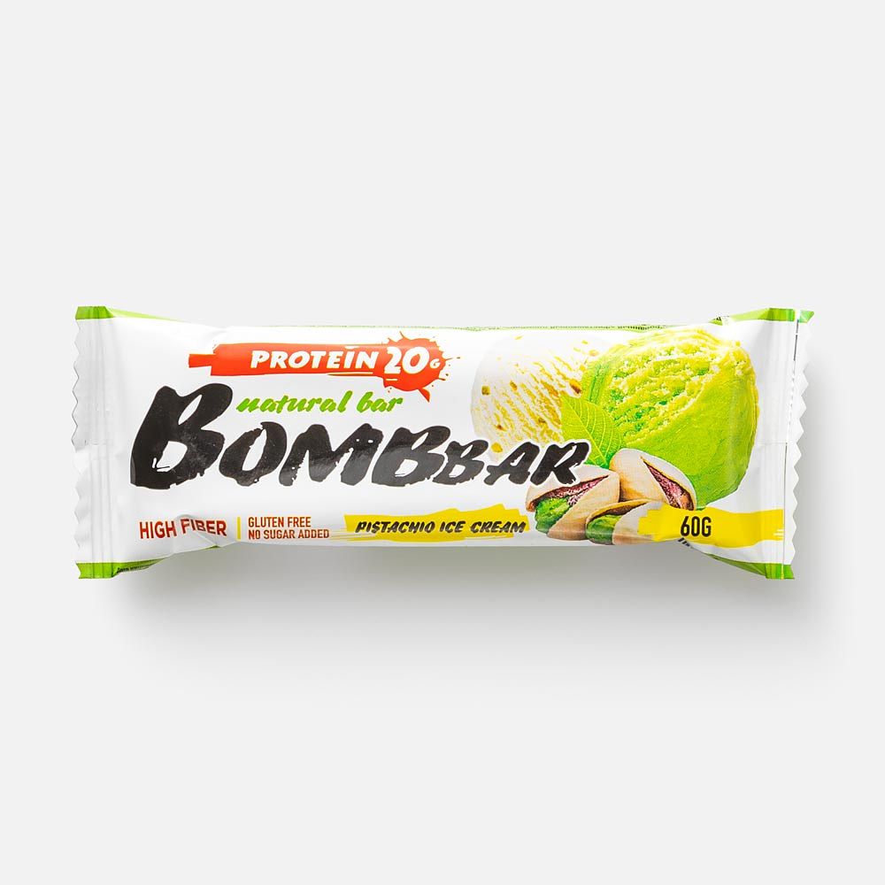 Изображение товара Протеиновый батончик Bombbar, без сахара, фисташковый пломбир, 60 г