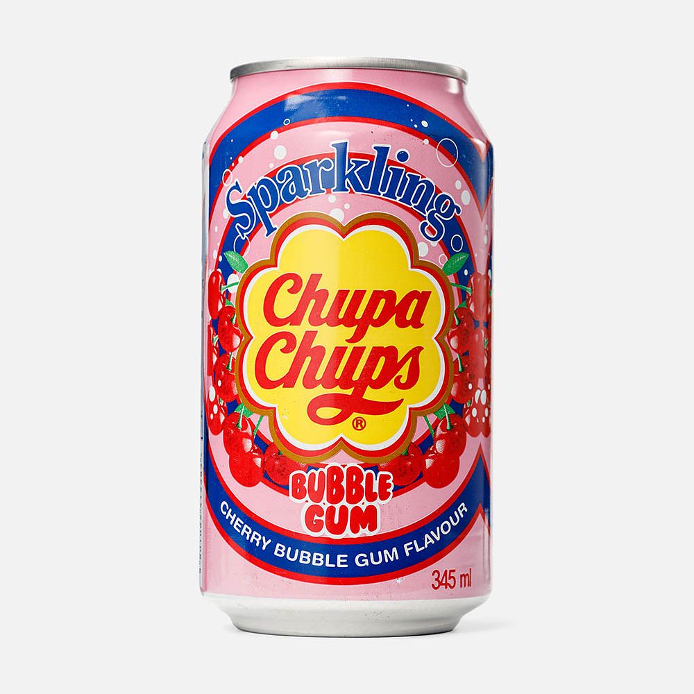 Изображение товара Напиток Chupa Chups, бабл гам и вишня, с газом, 0,345 л