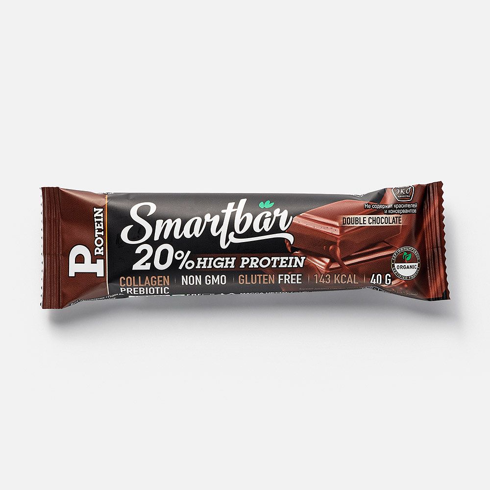 Изображение товара Батончик Smartbar, 20% протеина, двойной шоколад, в тёмной глазури, 40 г