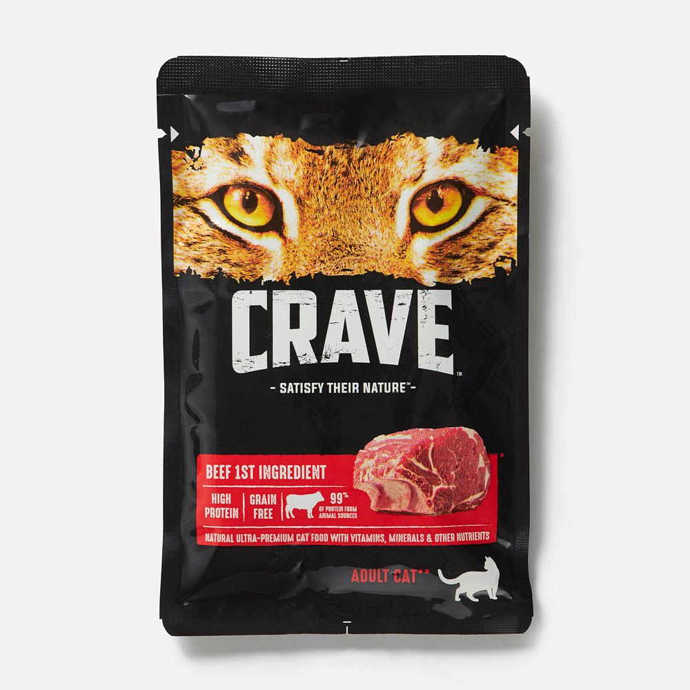 Изображение товара Влажный корм Crave, для взрослых кошек, с говядиной, в желе, 70 г