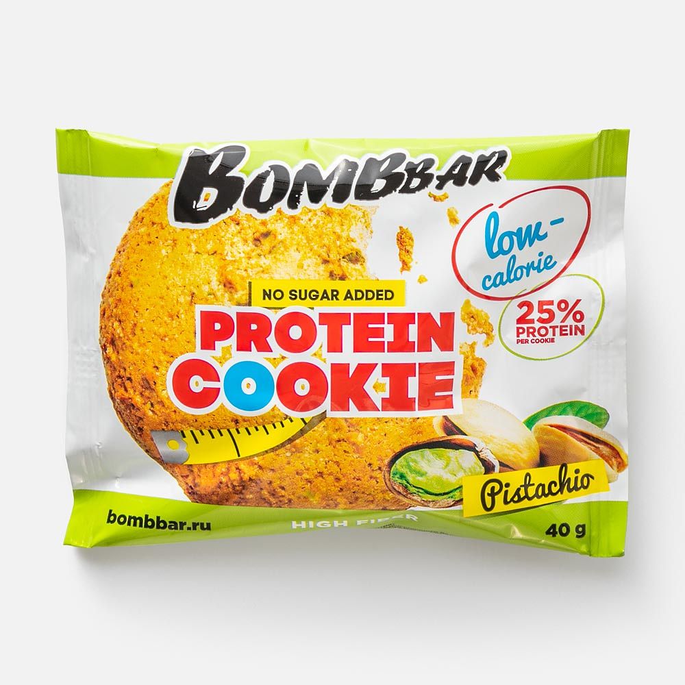 Изображение товара Печенье Bombbar, 25% протеина, без сахара, фисташка, 40 г