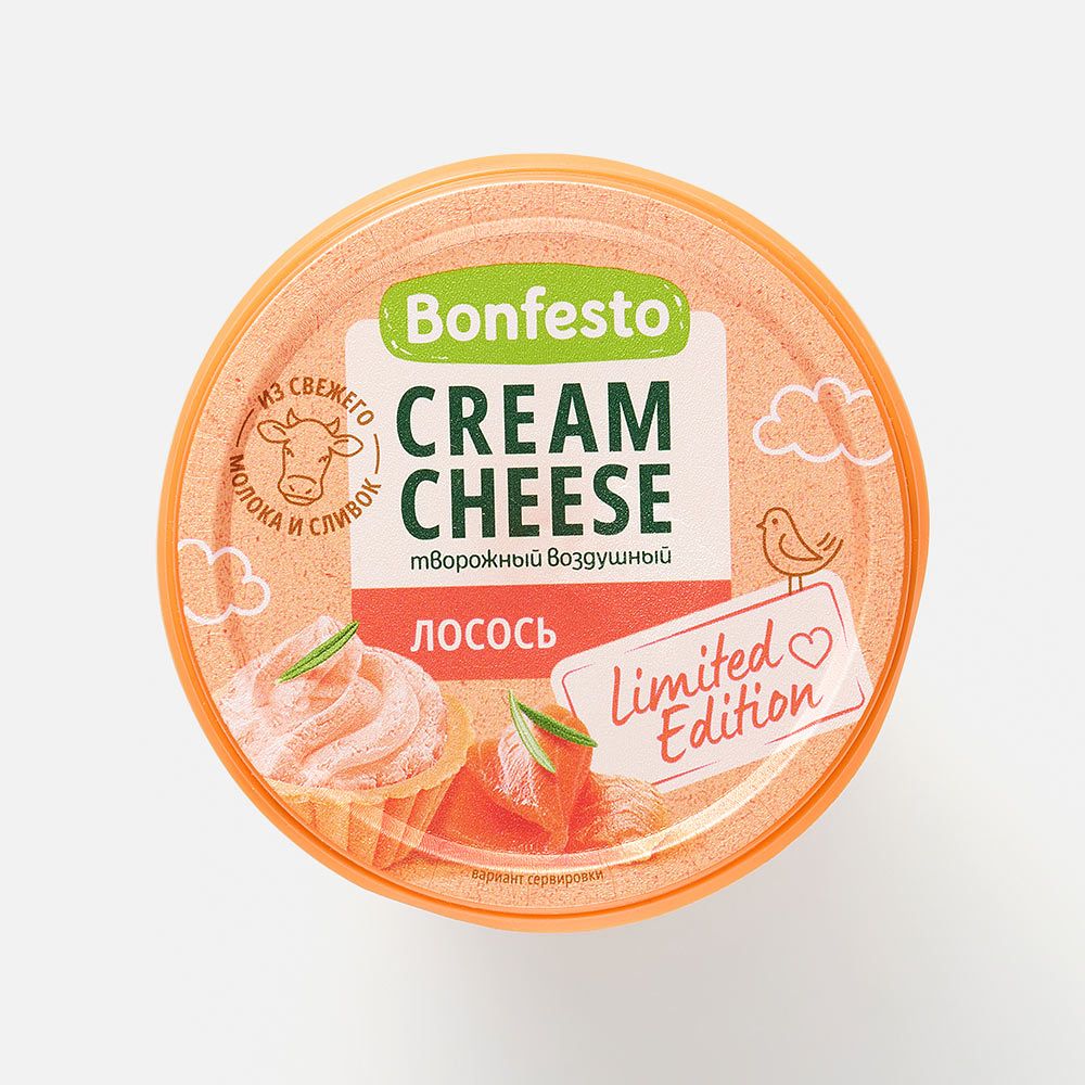 Изображение товара Творожный сыр Bonfesto Cream Cheese, воздушный, лосось, 125 г