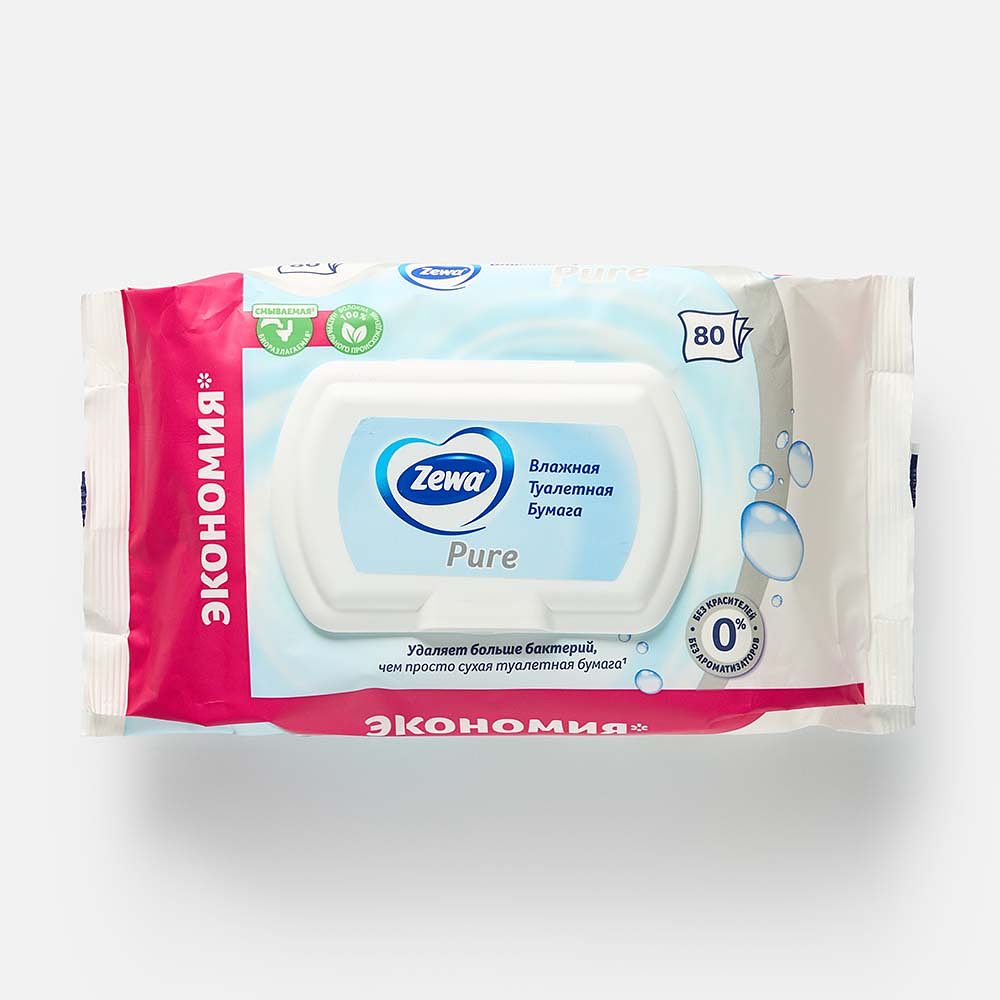 Изображение товара Туалетная бумага Zewa Pure, влажная, 80 шт.