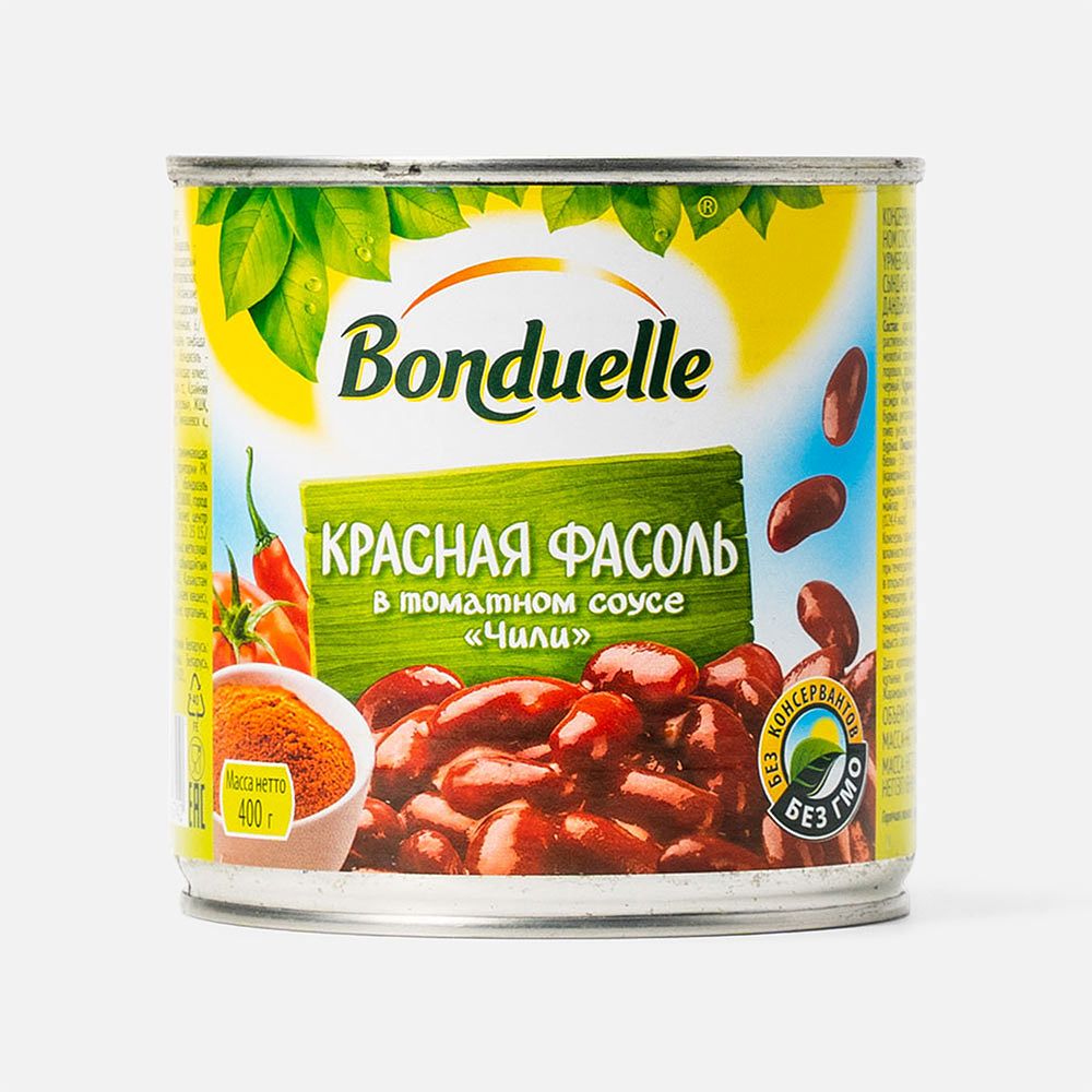 Изображение товара Красная фасоль Bonduelle, в томатном соусе чили, 400 г