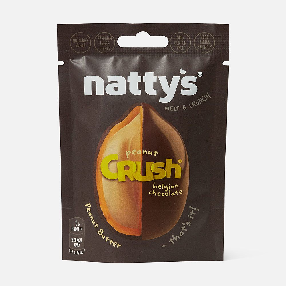 Изображение товара Арахис Nattys Crush Choconut, без сахара, c арахисовой пастой, в молочном шоколаде, 35 г