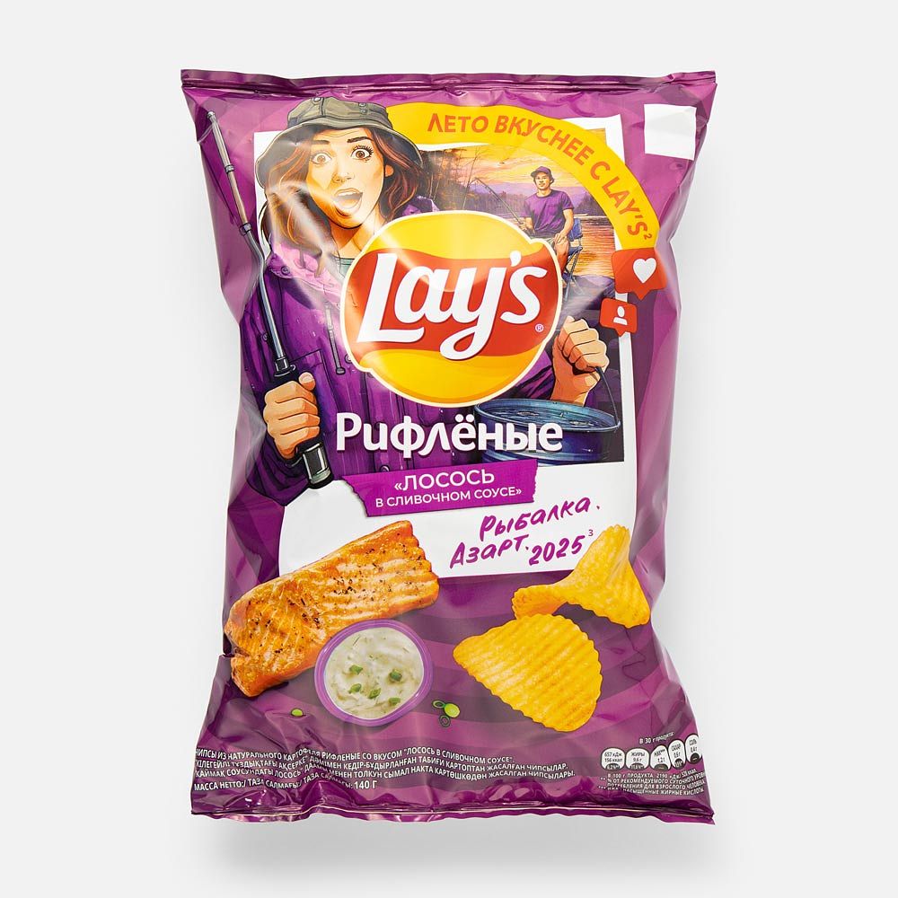 Изображение товара Чипсы Lay's, рифлёные, лосось в сливочном соусе, 140 г