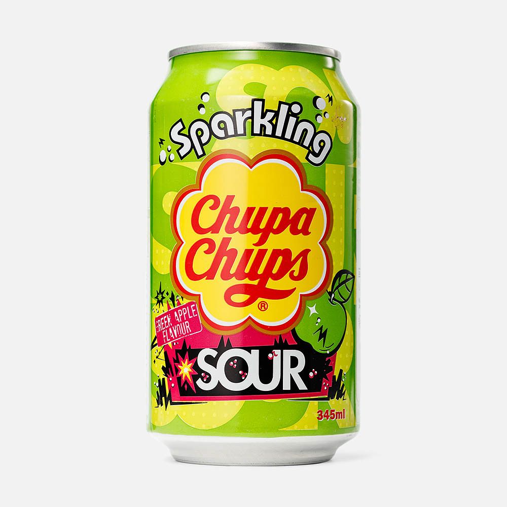 Изображение товара Газированный напиток Chupa Chups кислое яблоко 0,345 л ОРИГИНАЛЬНЫЙ ВКУС