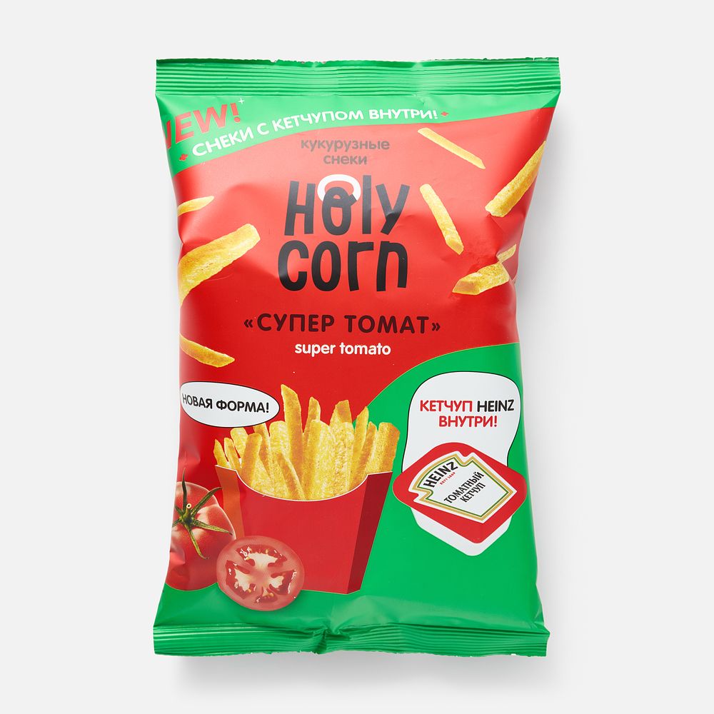 Изображение товара Кукурузные снеки Holy Corn, супер томат, с соусом Heinz, 30 г