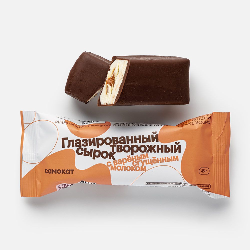 Изображение товара Творожный сырок Самокат глазированный с варёным сгущённым молоком 45 г