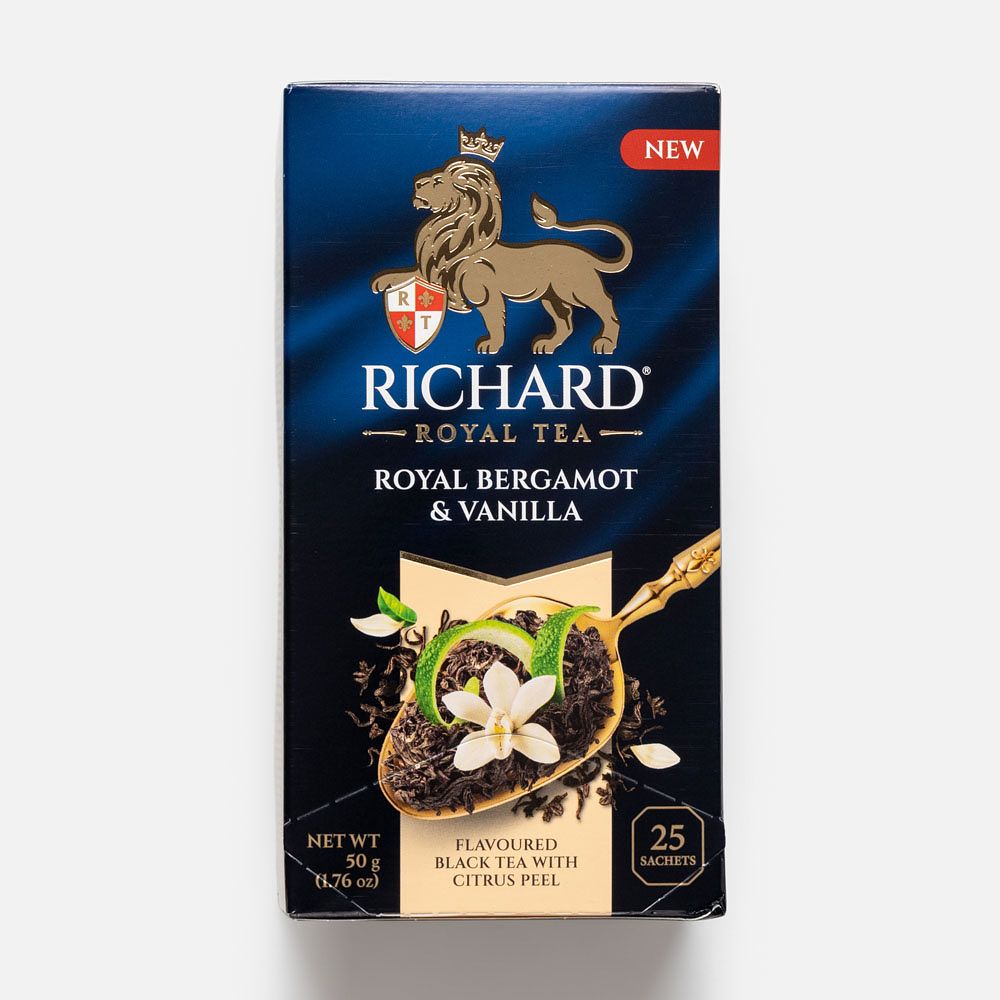 Изображение товара Чёрный чай Richard Royal, Bergamot & Vanilla, в пакетиках, 25 шт.