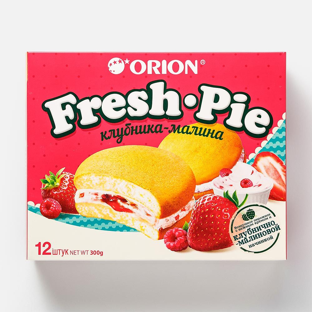 Изображение товара Бисквитное пирожное Orion Fresh Pie, с клубнично-малиновой начинкой, 300 г