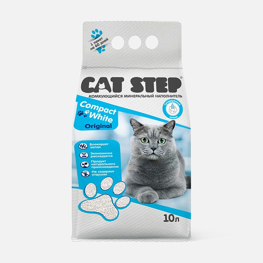 Изображение товара Комкующийся наполнитель Cat Step Compact White Original, минеральный, 10 л