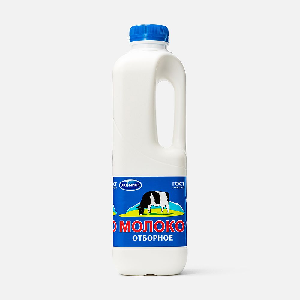 Изображение товара Молоко Экомилк цельное, отборное, пастеризованное, 3,4-4,5%, 900 мл