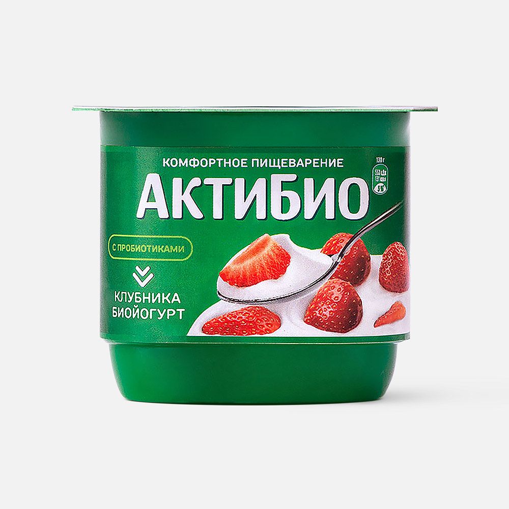 Изображение товара Йогурт АктиБио с клубникой, 2,9%, 130 г
