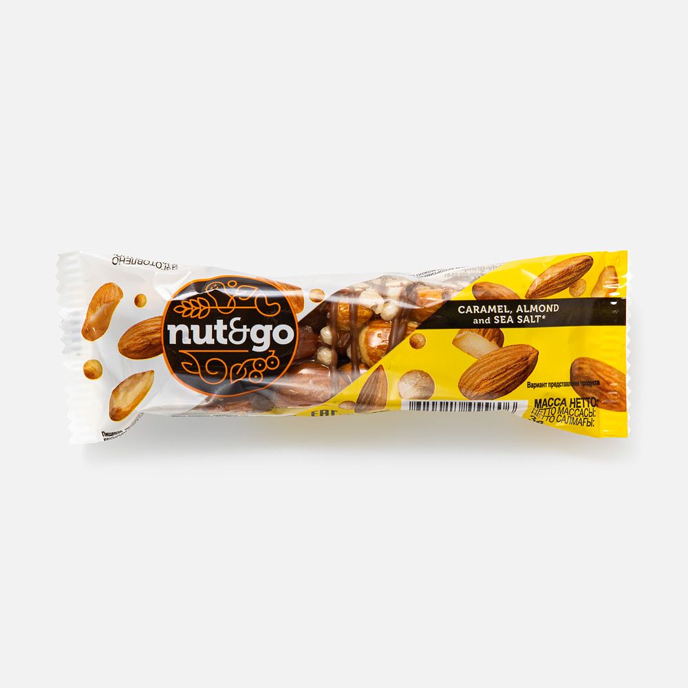Изображение товара Батончик Nut and Go, с солёной карамелью, нугой и миндалём, 34 г