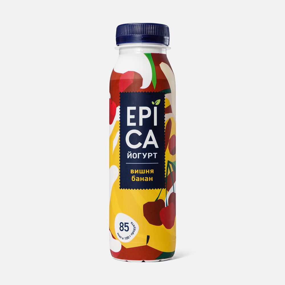 Изображение товара Йогурт питьевой Epica, с вишней и бананом, 2,5%, 260 г