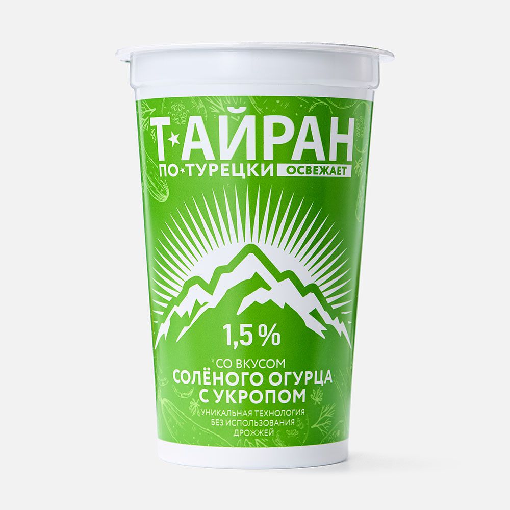 Изображение товара Тайран Молочные горки, 1,5%, по-турецки, солёный огурец и укроп, 220 г