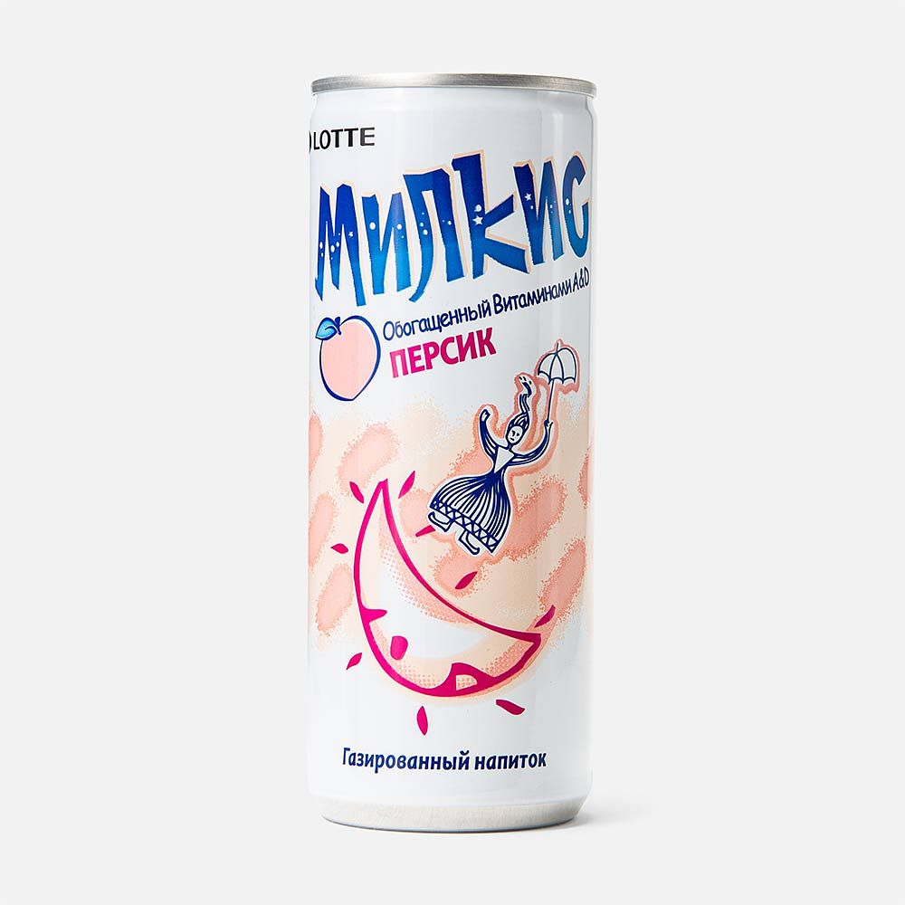 Изображение товара Напиток Lotte Milkis, персик, с газом, 0,25 л
