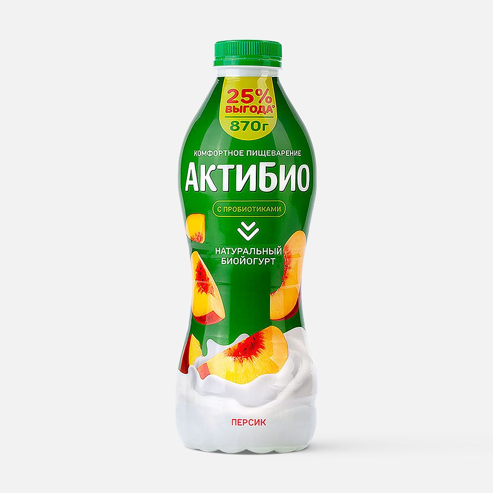 Изображение товара Йогурт питьевой АктиБио с персиком, 1,5%, 870 г