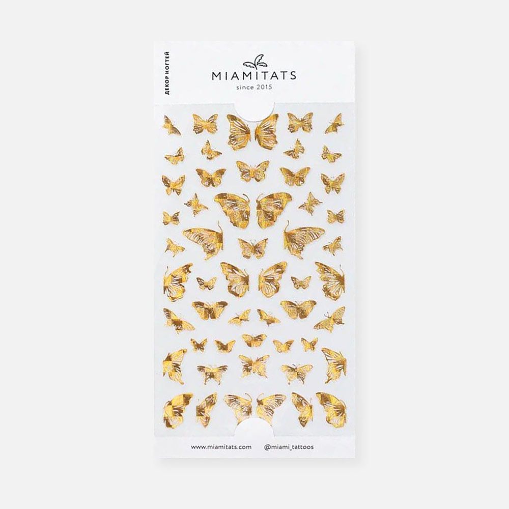 Изображение товара Наклейки для ногтей Miamitats Gold Butterfly 1 шт. яркий дизайн бабочек для маникюра