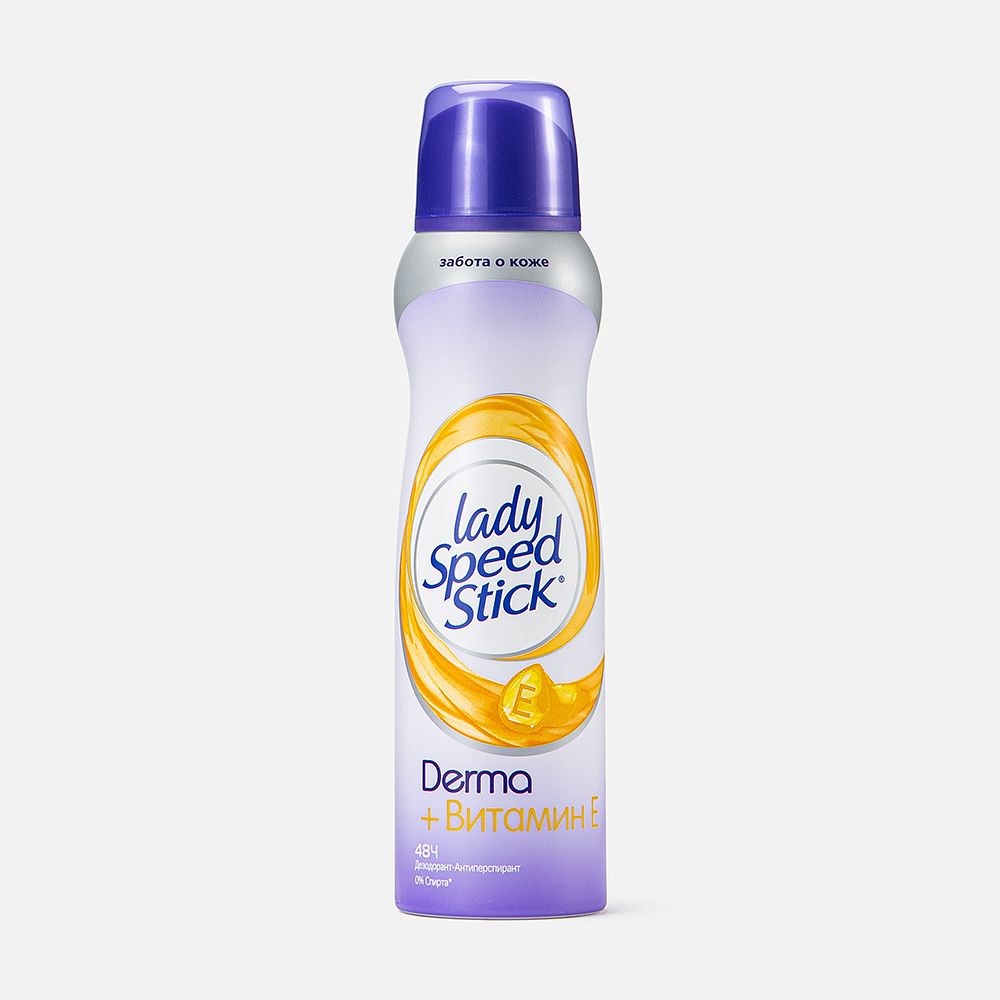 Изображение товара Дезодорант-антиперспирант Lady Speed Stick, Derma, витамин E, спрей, 150 мл