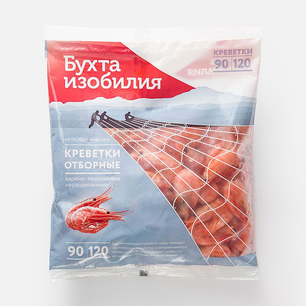 Изображение товара Креветки Бухта Изобилия, 90/120+, северные, неразделанные, 400 г