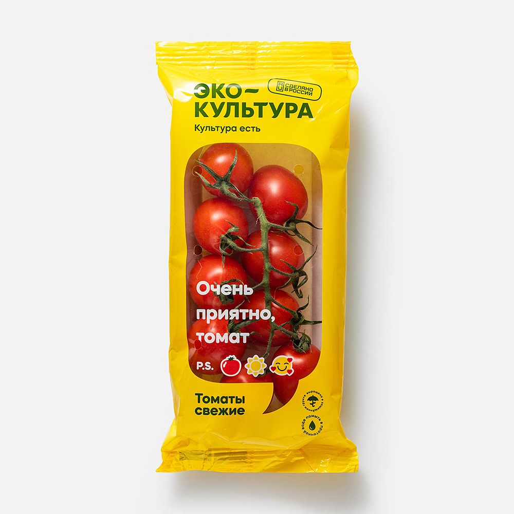 Изображение товара Красные томаты Эко-культура, коктейльные, сливовидные, на ветке, 250 г