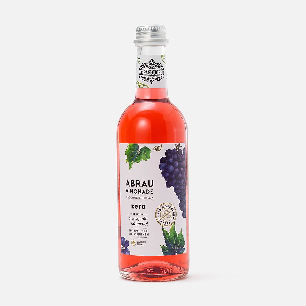 Изображение товара Напиток Абрау-Дюрсо Abrau Vinonade Zero, виноград Cabernet, с газом, 0,375 л