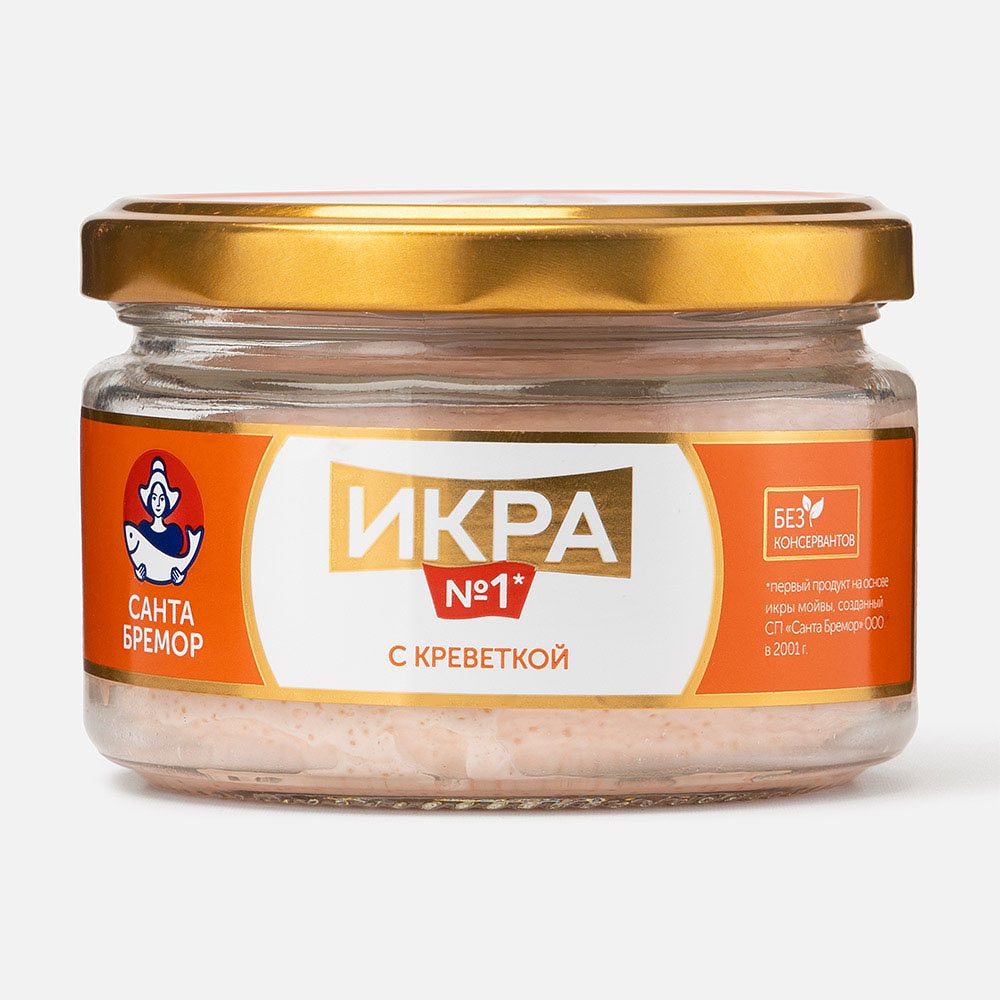 Изображение товара Деликатесная икра мойвы Санта Бремор с креветками 180 г