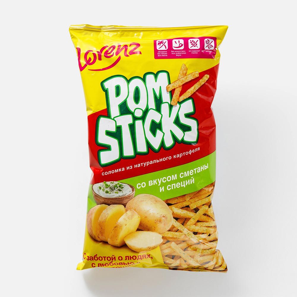 Изображение товара Чипсы Pomsticks, соломка, сметана и специи, 100 г
