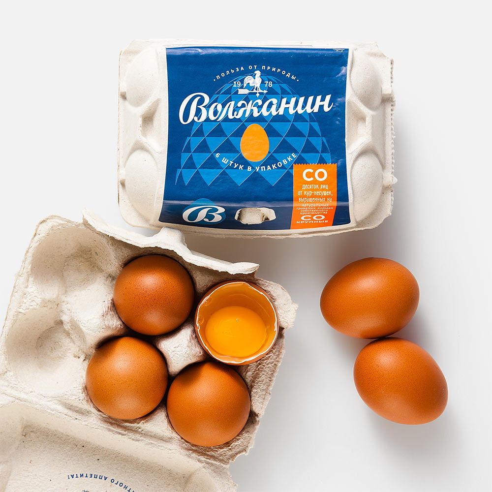 Изображение товара Куриное яйцо Волжанин, СО, коричневое, 6 шт.