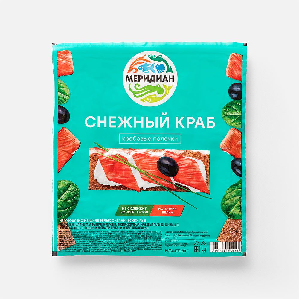 Изображение товара Крабовые палочки Меридиан, Снежный краб, охлаждённые, 200 г