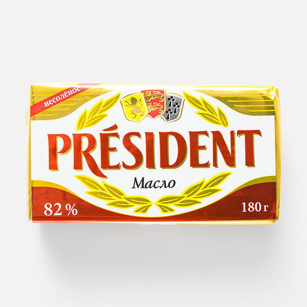 Изображение товара Кисло-сливочное масло Président, 82%, несолёное, 180 г