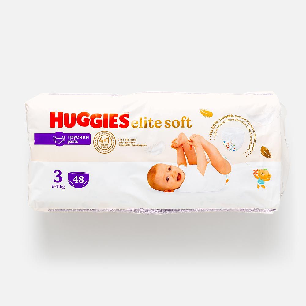 Изображение товара Подгузники-трусики Huggies Elite Soft 3, 6-11 кг, 48 шт.