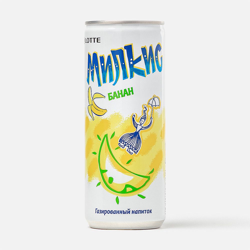 Изображение товара Напиток Lotte Milkis, банан, с газом, 0,25 л