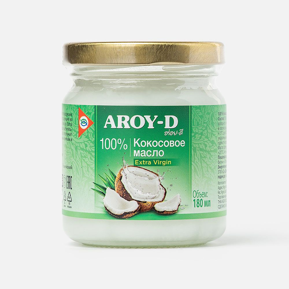 Изображение товара Кокосовое масло Aroy-D Extra virgin, 180 мл