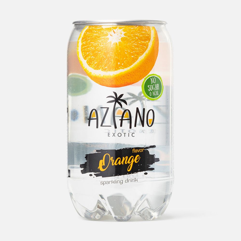Изображение товара Напиток Aziano, апельсин, с газом, без сахара, 0,35 л