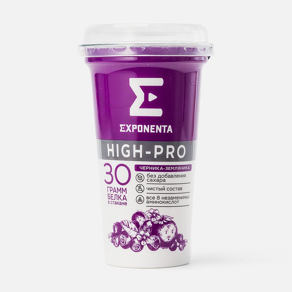 Изображение товара Кисломолочный напиток Exponenta High-Pro, обезжиренный, черника и земляника, 250 г