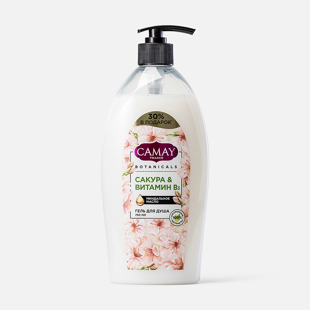 Изображение товара Гель для душа Camay Botanicals, японская сакура, 750 мл