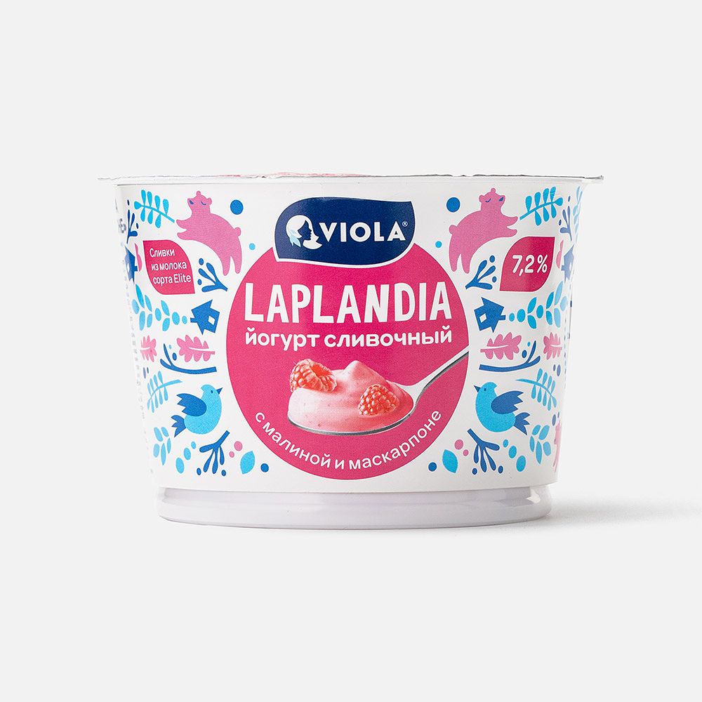 Изображение товара Йогурт Viola Laplandia, 7,2%, сливочный, с малиной и маскарпоне, 180 г
