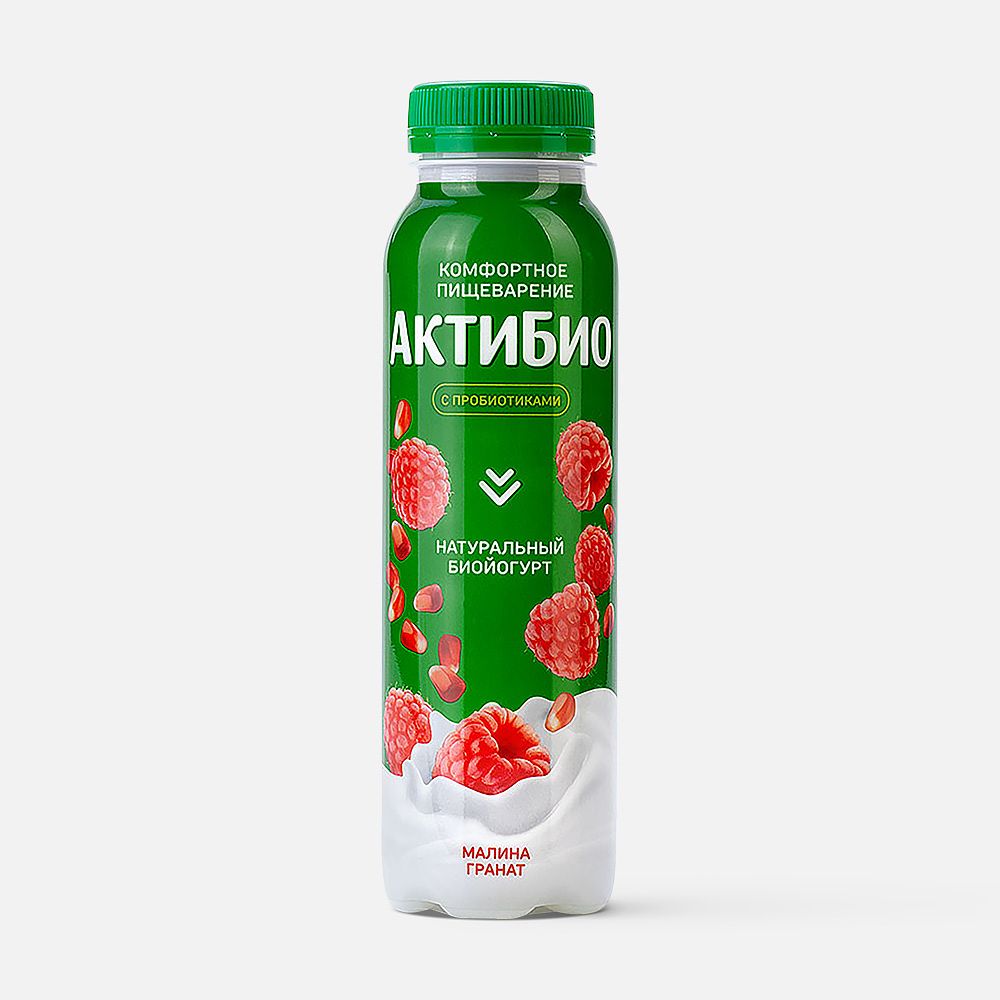Изображение товара Йогурт питьевой АктиБио с малиной и гранатом, 1,5%, 260 г