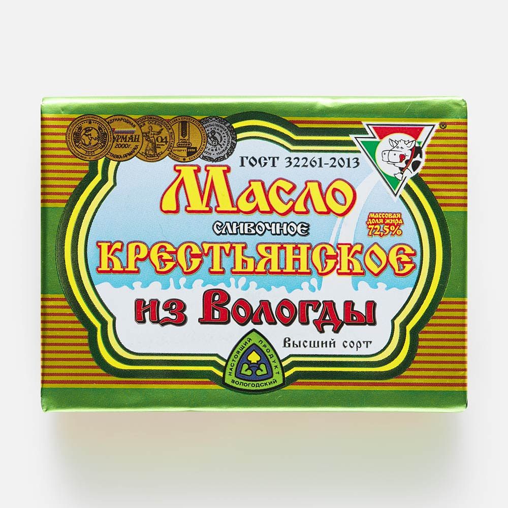 Изображение товара Сливочное масло Из Вологды, 72,5%, крестьянское, 160 г