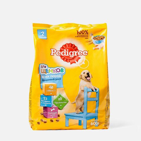 Изображение товара Корм Pedigree для щенков всех пород, сухой, с курицей, 600 г